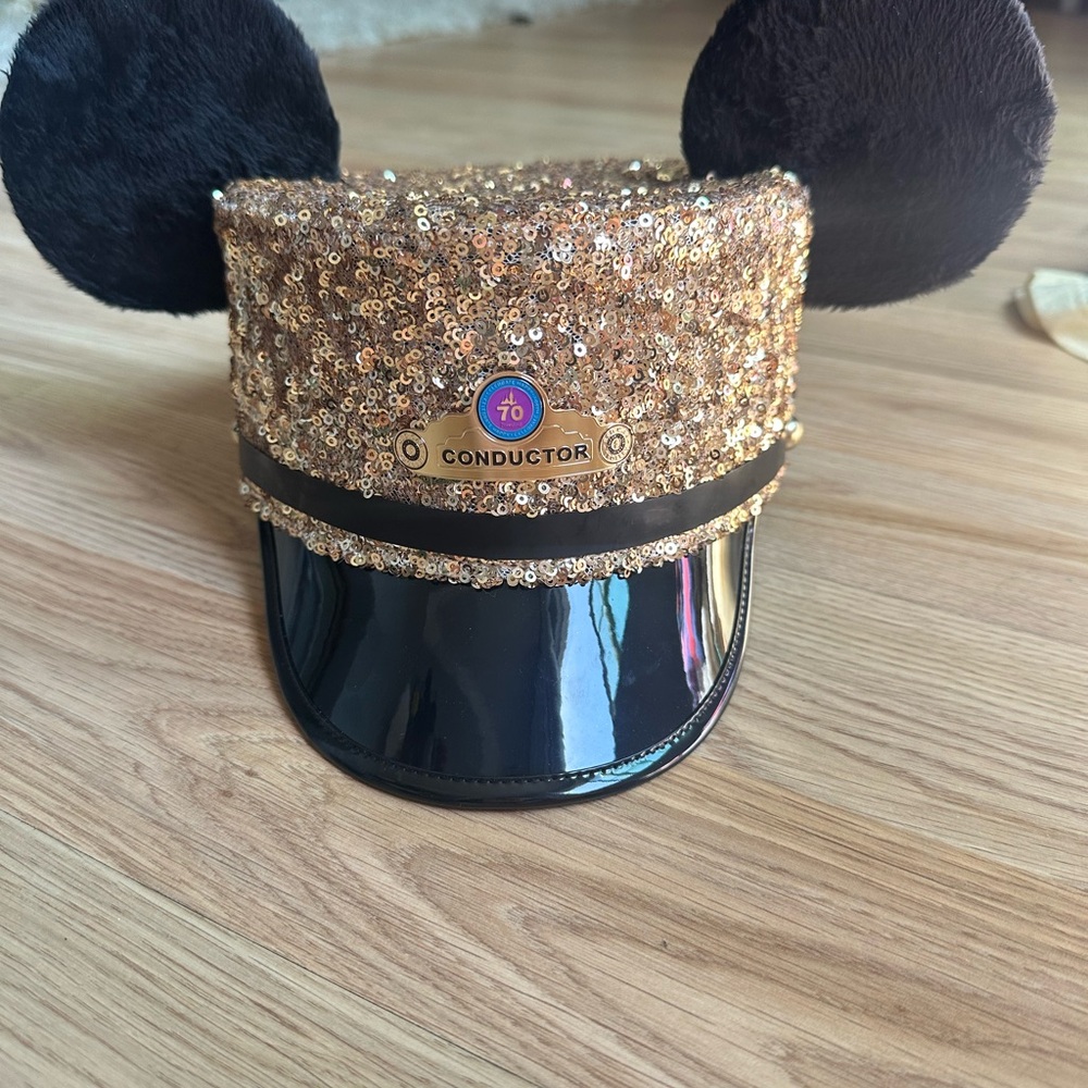 Disney Gold Sequin Conductor Hat with Black Ears
